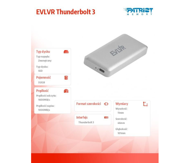 Patriot Evolver 512GB Thunderbolt 3 Srebrny - 466570 - zdjęcie 2